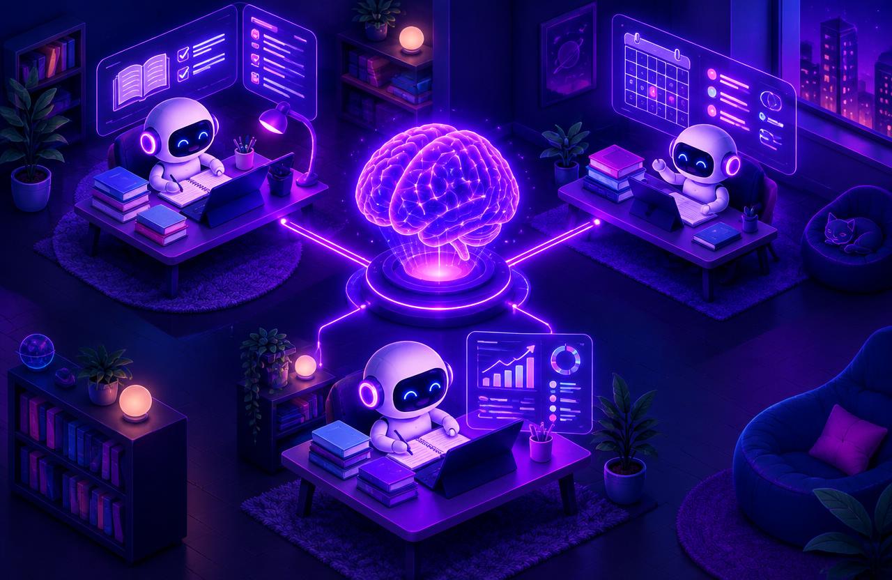 Family AI Study System illustration